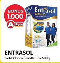 Promo Harga ENTRASOL Gold Susu Bubuk Chocolate, Vanilla 600 gr - Alfamart