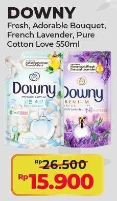 Promo Harga Downy Premium Parfum Fresh Bouquet, Adorable Bouquet, French Lavender, Pure Cotton Love 550 ml - Alfamart