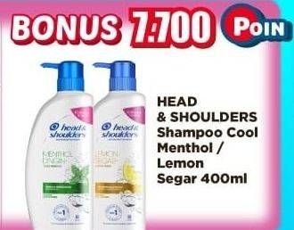 Promo Harga Head & Shoulders Shampoo Cool Menthol, Lemon Fresh 400 ml - Alfamidi
