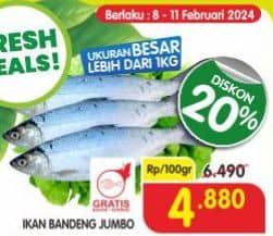 Promo Harga Ikan Bandeng Jumbo per 100 gr - Superindo