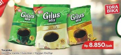Promo Harga TORABIKA Gilus Mix Vanilla, Gula Aren, Pandan per 10 sachet 23 gr - TIP TOP