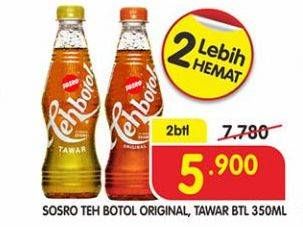 Promo Harga SOSRO Teh Botol Original, Tawar 350 ml - Superindo