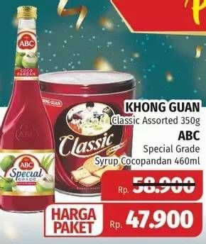 Promo Harga KHONG GUAN Classic Assorted 350gr + ABC Special Grade Syrup Cocopandan 460ml  - Lotte Grosir