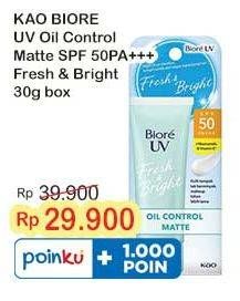 Promo Harga Biore UV Fresh & Bright Sunscreen SPF 50+ PA+++ Oil Control Matte 30 ml - Indomaret