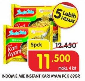 Promo Harga INDOMIE Mi Kuah Kari Ayam per 5 pcs 69 gr - Superindo