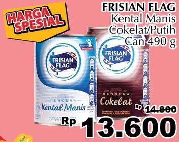 Promo Harga FRISIAN FLAG Susu Kental Manis Cokelat, Putih 490 gr - Giant