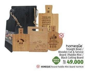 Promo Harga HOMEQUE Cutting Board Black, Paddle Mini, Straight Bowl, Wooden Cut Service Board  - LotteMart