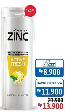 Promo Harga ZINC Shampoo Active Fresh 160 ml - Alfamidi