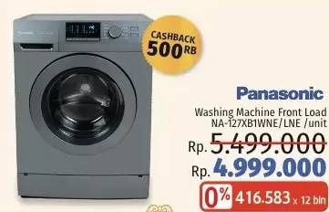 Promo Harga PANASONIC NA-127XB1WNE | Washing Machine Front Load 7kg  - LotteMart