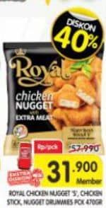 Promo Harga Belfoods Royal Nugget Chicken Nugget S, Chicken Nugget Stick, Chicken Nugget Drummies 500 gr - Superindo