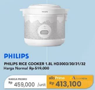 Promo Harga Philips HD3003/30 Rice Cooker 1.8L  - Carrefour