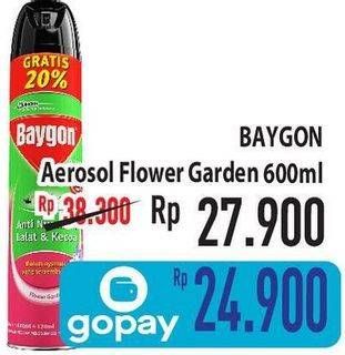 Promo Harga BAYGON Insektisida Spray Flower Garden 600 ml - Hypermart