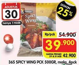 Promo Harga 365 Spicy Wing 500 gr - Superindo