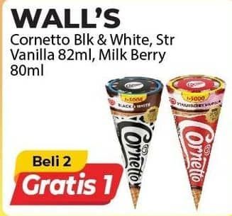 Promo Harga Walls Cornetto Black White, Strawberry Vanilla, Crunchy Milky Berry 80 ml - Alfamart