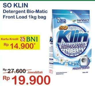 Promo Harga SO KLIN Biomatic Powder Detergent Front Load 1000 gr - Indomaret