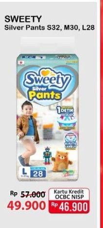 Promo Harga Sweety Silver Pants L28, M30, S32 28 pcs - Alfamart