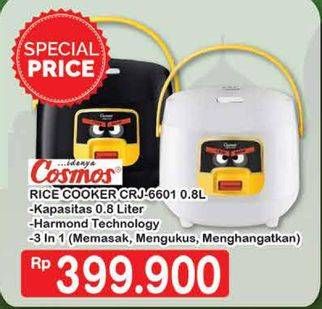 Promo Harga COSMOS CRJ 6601 | Rice Cooker 800 ml - Hypermart