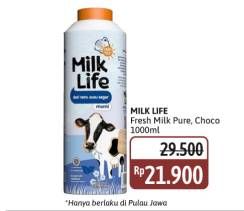 Promo Harga Milk Life Fresh Milk Murni, Cokelat 1000 ml - Alfamidi