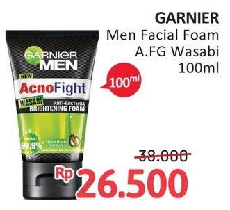 Promo Harga Garnier Men Acno Fight Facial Foam Anti-Bacteria Wasabi Brightening 100 ml - Alfamidi