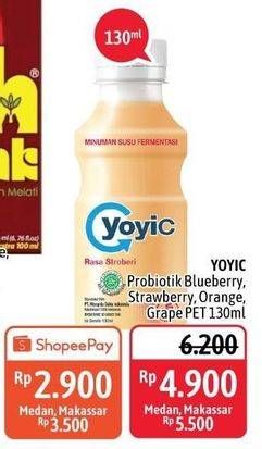 Promo Harga YOYIC Probiotic Fermented Milk Drink Strawberry, Blueberry, Orange 130 ml - Alfamidi