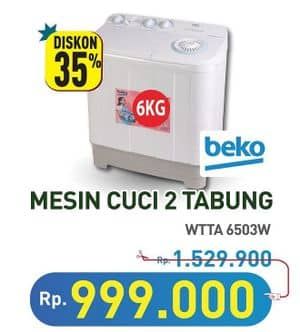 Promo Harga Beko WTTA6503W Mesin Cuci Semi-Otomatis  - Hypermart