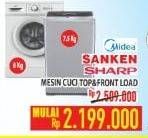 Promo Harga MIDEA / SANKEN / SHARP Mesin Cuci Top & Front Load  - Hypermart