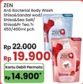 Promo Harga ZEN Anti Bacterial Body Wash Shiso Sandalwood, Shiso Sea Salt, Shiso Tea Tree 400 ml - Indomaret