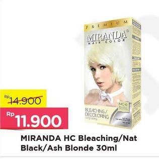 Promo Harga MIRANDA Hair Color Bleaching, Natural Black, Ash Blonde 30 ml - Alfamart