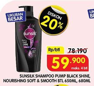 Promo Harga Sunsilk Shampoo Black Shine, Soft Smooth 650 ml - Superindo