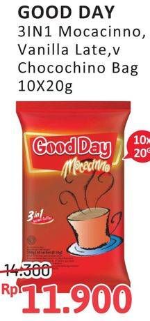 Promo Harga Good Day Instant Coffee 3 in 1 Mocacinno, Vanilla Latte, Chococinno per 10 sachet 20 gr - Alfamidi