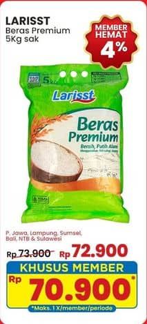 Promo Harga Larisst Beras Premium 5 kg - Indomaret