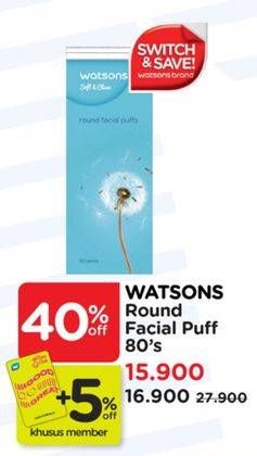 Promo Harga Watsons Round Facial Puff 80 pcs - Watsons