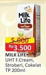 Promo Harga MILK LIFE UHT Stroberi, Cokelat 200 ml - Alfamart