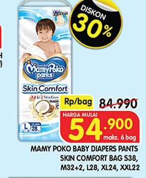 Promo Harga Mamy Poko Pants Skin Comfort M32+2, L28, XL24, XXL22 22 pcs - Superindo