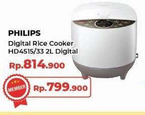 Promo Harga Philips HD4515 Fuzzy Logic Rice Cooker 33  - Yogya