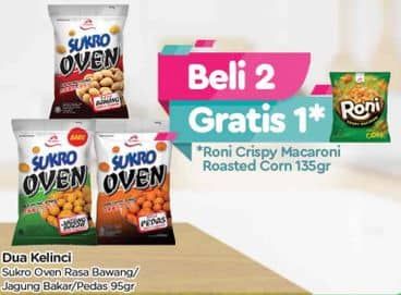 Promo Harga Dua Kelinci Kacang Sukro Oven Rasa Bawang, Oven Rasa Jagung Bakar, Oven Pedas 100 gr - TIP TOP