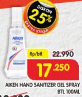 Promo Harga AIKEN Hand Sanitizer Spray 100 ml - Superindo