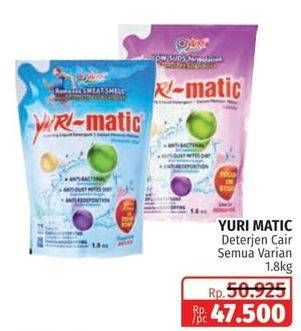 Promo Harga YURI MATIC Detergent Liquid All Variants 1800 gr - Lotte Grosir