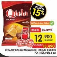 Promo Harga QTELA Keripik Singkong Barbeque, Original, Balado 185 gr - Superindo