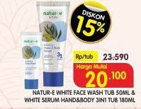 Promo Harga NATUR-E White Face Wash 50ml/White Hand&Body Serum 180ml  - Superindo