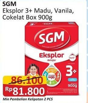 Promo Harga SGM Eksplor 3+ Susu Pertumbuhan Coklat, Madu, Vanila 900 gr - Alfamart