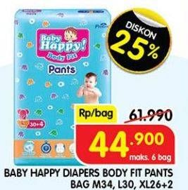 Promo Harga Baby Happy Body Fit Pants L30, M34, XL26+2 28 pcs - Superindo