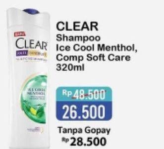 Promo Harga CLEAR Shampoo Ice Cool Menthol, Complete Soft Care 320 ml - Alfamart