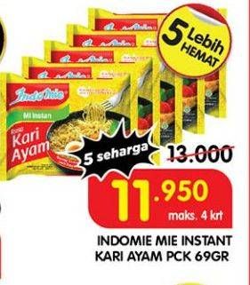 Promo Harga INDOMIE Mi Kuah Kari Ayam 72 gr - Superindo