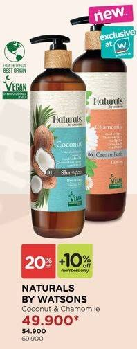 Promo Harga NATURALS BY WATSONS Cream Bath Coconut, Chamomile  - Watsons