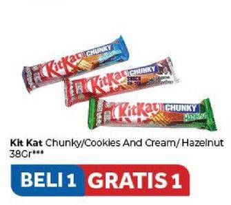 Promo Harga KIT KAT Chunky Original, Cookies Cream, Hazelnut 38 gr - Carrefour