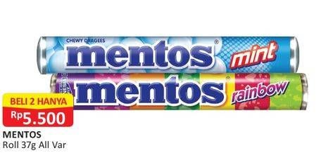 Promo Harga MENTOS Candy All Variants per 2 pcs 37 gr - Alfamart