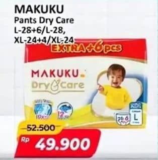 Promo Harga Makuku Dry & Care Celana L28+6, L28, XL24+4, XL24 24 pcs - Alfamart