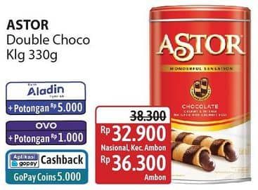 Promo Harga Astor Wafer Roll Double Chocolate 330 gr - Alfamidi