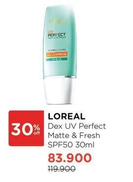Promo Harga LOREAL Dex UV Perfect Matte Fresh SPF50 30 ml - Watsons